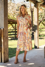 Load image into Gallery viewer, Alicia Sleeveless Collared Water colour Button Midi Dress