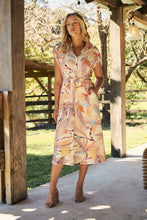 Load image into Gallery viewer, Alicia Sleeveless Collared Water colour Button Midi Dress