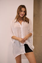 Load image into Gallery viewer, Annabelle White Sheer 1/2 Sleeve Shirt