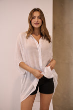 Load image into Gallery viewer, Annabelle White Sheer 1/2 Sleeve Shirt
