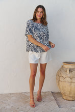 Load image into Gallery viewer, Aries Navy/White Zebra Print Tee
