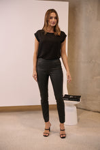 Load image into Gallery viewer, High Waist Black Wax Plain Stretch Pant