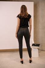 Load image into Gallery viewer, High Waist Black Wax Plain Stretch Pant