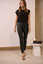 Load image into Gallery viewer, High Waist Black Wax Ribbed Patched Knee Pant