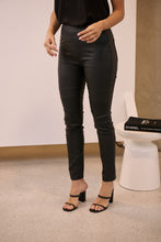 Load image into Gallery viewer, High Waist Black Wax Ribbed Patched Knee Pant