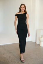 Load image into Gallery viewer, Ronnie Mesh Black Off Shoulder Maxi Evening Dress