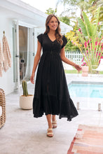Load image into Gallery viewer, Stella Black Plain Button Front Maxi Dress