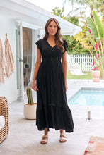 Load image into Gallery viewer, Stella Black Plain Button Front Maxi Dress