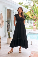 Load image into Gallery viewer, Stella Black Plain Button Front Maxi Dress