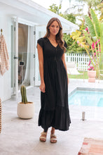 Load image into Gallery viewer, Stella Black Plain Button Front Maxi Dress