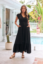 Load image into Gallery viewer, Stella Black Plain Button Front Maxi Dress