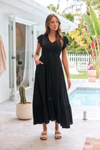Load image into Gallery viewer, Stella Black Plain Button Front Maxi Dress