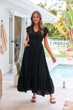 Load image into Gallery viewer, Stella Black Plain Button Front Maxi Dress