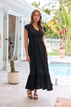 Load image into Gallery viewer, Stella Black Plain Button Front Maxi Dress