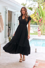 Load image into Gallery viewer, Stella Black Plain Button Front Maxi Dress