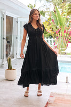 Load image into Gallery viewer, Stella Black Plain Button Front Maxi Dress
