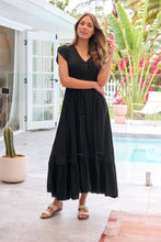 Load image into Gallery viewer, Stella Black Plain Button Front Maxi Dress