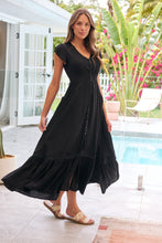 Load image into Gallery viewer, Stella Black Plain Button Front Maxi Dress