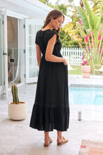 Load image into Gallery viewer, Stella Black Plain Button Front Maxi Dress