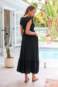 Stella Black Plain Button Front Maxi Dress
