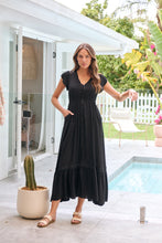 Load image into Gallery viewer, Stella Black Plain Button Front Maxi Dress