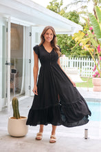 Load image into Gallery viewer, Stella Black Plain Button Front Maxi Dress