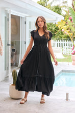 Load image into Gallery viewer, Stella Black Plain Button Front Maxi Dress