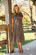 Load image into Gallery viewer, Maia Black Floral Print Shirred Tiered Dress