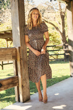 Load image into Gallery viewer, Maia Black Floral Print Shirred Tiered Dress