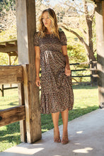 Load image into Gallery viewer, Maia Black Floral Print Shirred Tiered Dress