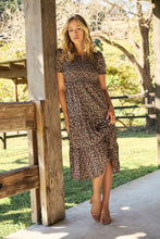 Load image into Gallery viewer, Maia Black Floral Print Shirred Tiered Dress
