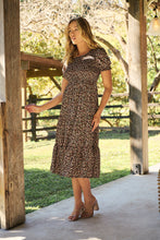 Load image into Gallery viewer, Maia Black Floral Print Shirred Tiered Dress