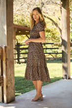 Load image into Gallery viewer, Maia Black Floral Print Shirred Tiered Dress