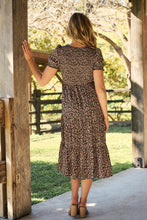 Load image into Gallery viewer, Maia Black Floral Print Shirred Tiered Dress