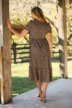 Load image into Gallery viewer, Maia Black Floral Print Shirred Tiered Dress