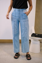 Load image into Gallery viewer, Light Wash Square Pocket Denim Wide Leg Mum Jeans