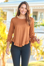 Load image into Gallery viewer, Aries Long Sleeve Camel Brown Linen Top