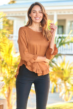 Load image into Gallery viewer, Aries Long Sleeve Camel Brown Linen Top