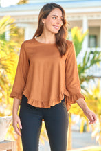 Load image into Gallery viewer, Aries Long Sleeve Camel Brown Linen Top