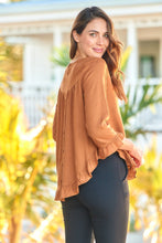 Load image into Gallery viewer, Aries Long Sleeve Camel Brown Linen Top