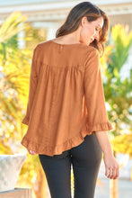 Load image into Gallery viewer, Aries Long Sleeve Camel Brown Linen Top