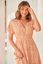 Load image into Gallery viewer, Dohar Cap Sleeve Orange Floral Button Front Dress