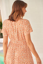 Load image into Gallery viewer, Dohar Cap Sleeve Orange Floral Button Front Dress