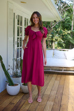 Load image into Gallery viewer, Lulu Tie Front Wine Midi Dress
