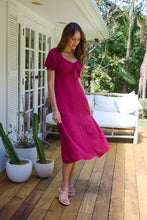 Load image into Gallery viewer, Lulu Tie Front Wine Midi Dress