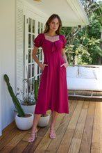 Load image into Gallery viewer, Lulu Tie Front Wine Midi Dress