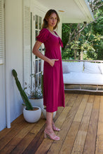 Load image into Gallery viewer, Lulu Tie Front Wine Midi Dress