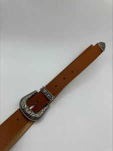 Julia Silver Buckle Tan Belt