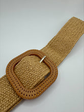 Load image into Gallery viewer, Poppy Faux Rattan Weave Stretch Beige Belt