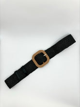 Load image into Gallery viewer, Poppy Faux Rattan Weave Stretch Black Belt